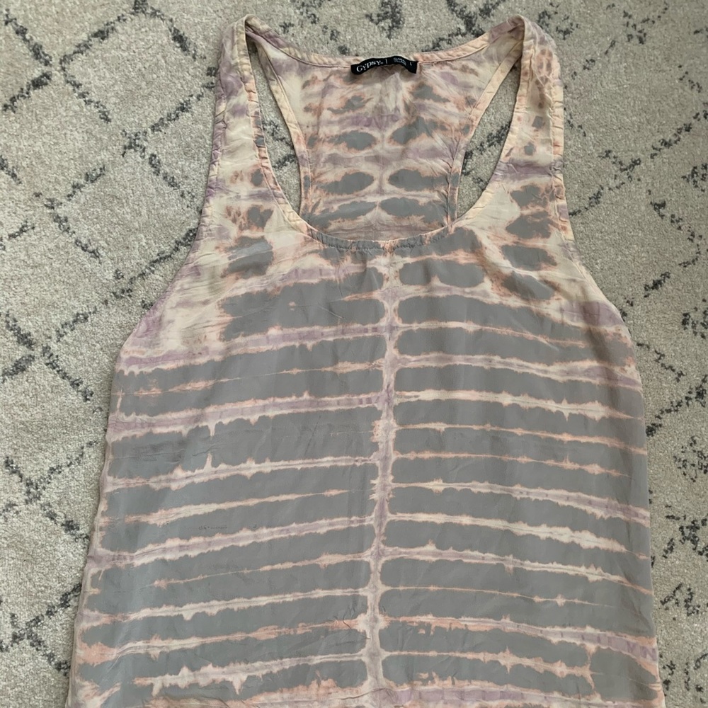 Light Tie Dye Silk Tank - Size L